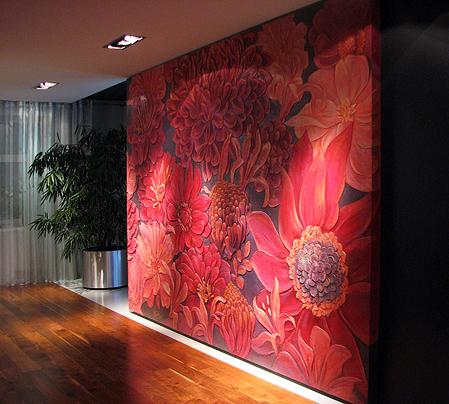 Stěna s malovanými květy